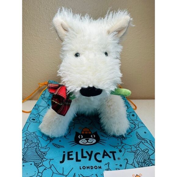 NWT AUTHENTIC Jellycat Munro Scottie Dog w/ ‘Love You’ Rose Plush Stuffed Animal - Picture 1 of 16